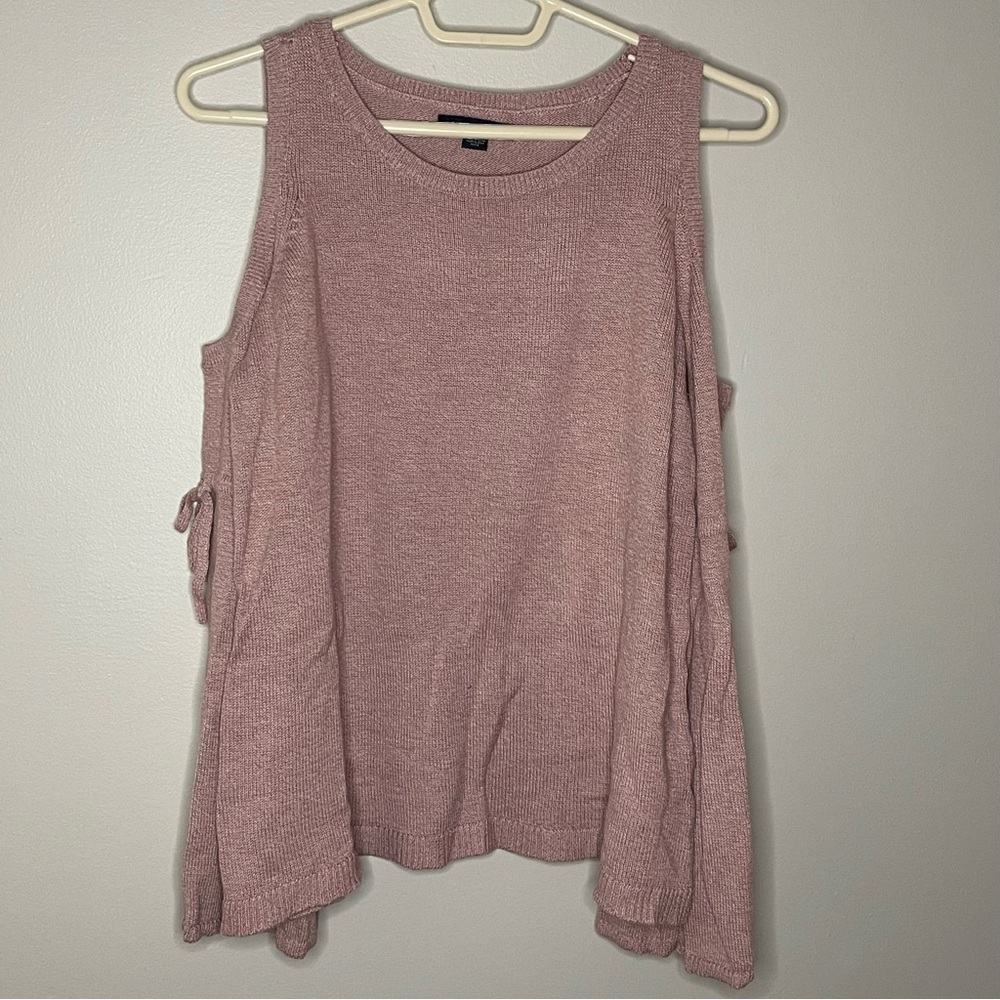 American Eagle Light Pink‎ Cold Shoulder Flare Sleeve Sweater Women Size Medium